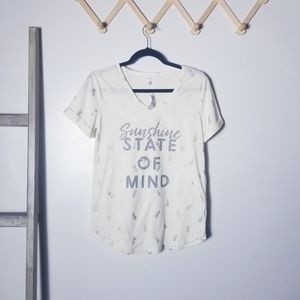 NWT MAURICES GOLD PINEAPPLE SUNSHINE STATE OF MIND TEE SIZE XS CUFFED SLZE XS